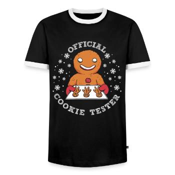 Lebkuchen Backen Offizieller Plätzchen Tester - Männer Kontrast-T-Shirt - Schwarz/Weiß - Vorne - AI Model Female 172 light (172cm) & AI Model Male 178 light (178cm)