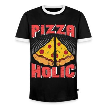 Pizza Holic Backen Pizzateig Pizza Hobby Bäcker - Männer Kontrast-T-Shirt - Schwarz/Weiß - Vorne - AI Model Female 172 light (172cm) & AI Model Male 178 light (178cm)