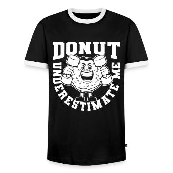 Donut Fitness Funny Donut Gym - Men's Ringer Shirt - black/white - Front - AI Model Female 172 light (172cm) & AI Model Male 178 light (178cm)
