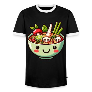 Délice de soupe Tom Yum - Cuisine thaïlandaise authentique - T-shirt contrasté Homme - noir/blanc - Devant - AI Model Female 172 light (172cm) & AI Model Male 178 light (178cm)