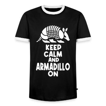 Armadillo Chlamyphoridae Enthusiast Artistic - Men's Ringer Shirt - black/white - Front - AI Model Female 172 light (172cm) & AI Model Male 178 light (178cm)