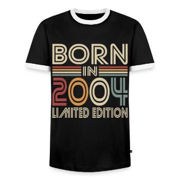 20e anniversaire Né en 2004 Né en 2004 - T-shirt contrasté Homme - noir/blanc - Devant - AI Model Female 172 light (172cm) & AI Model Male 178 light (178cm)