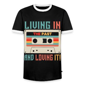 Fille garçon enfants 70 s 80 s 90 s Disco Costume tenue - T-shirt contrasté Homme - noir/blanc - Devant - AI Model Female 172 light (172cm) & AI Model Male 178 light (178cm)