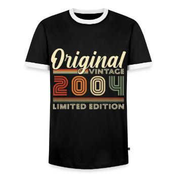 Vintage 2004 Jahrgang Geburtstag Retro Geschenk - Men's Ringer Shirt - black/white - Front - AI Model Female 172 light (172cm) & AI Model Male 178 light (178cm)
