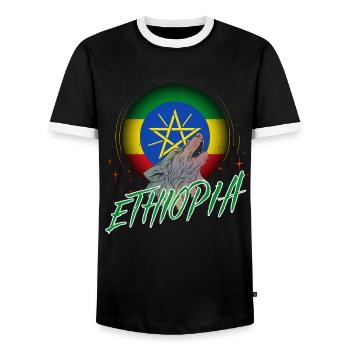 Ethiopia - Men's Ringer Shirt - black/white - Front - AI Model Female 172 light (172cm) & AI Model Male 178 light (178cm)