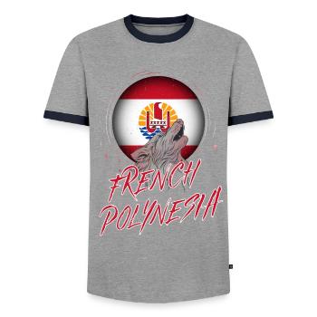 Französisch-Polynesien - Männer Kontrast-T-Shirt - Grau/Navy  - Vorne - AI Model Female 172 light (172cm) & AI Model Male 178 light (178cm)