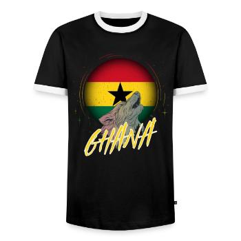 Ghana - Men's Ringer Shirt - black/white - Front - AI Model Female 172 light (172cm) & AI Model Male 178 light (178cm)