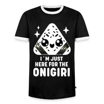 Entzückende Kawaii Onigiri Japanische Reisbällchen - Männer Kontrast-T-Shirt - Schwarz/Weiß - Vorne - AI Model Female 172 light (172cm) & AI Model Male 178 light (178cm)