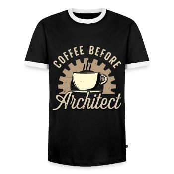 Architect Coffee Before Draftsman Coffee Lover - Men's Ringer Shirt - black/white - Front - AI Model Female 172 light (172cm) & AI Model Male 178 light (178cm)