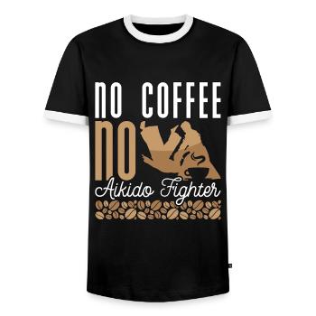 Aikido Fighter No Coffee No Karate Coffee Lover - Männer Kontrast-T-Shirt - Schwarz/Weiß - Vorne - AI Model Female 172 light (172cm) & AI Model Male 178 light (178cm)
