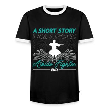 Aikido Fighter A Short Story I Am A Martial Artist - Männer Kontrast-T-Shirt - Schwarz/Weiß - Vorne - AI Model Female 172 light (172cm) & AI Model Male 178 light (178cm)