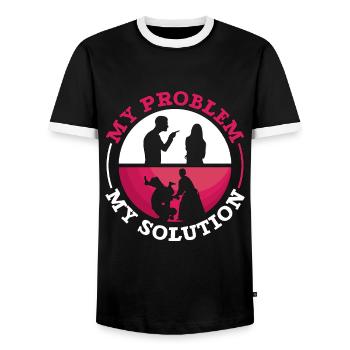 Aikido Fighter My Problem My Pictogram Mom Karate - Männer Kontrast-T-Shirt - Schwarz/Weiß - Vorne - AI Model Female 172 light (172cm) & AI Model Male 178 light (178cm)