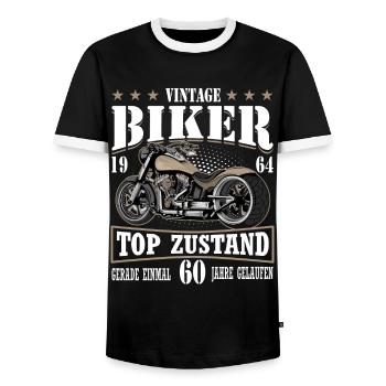 60e anniversaire 1964 motocycliste moto - T-shirt contrasté Homme - noir/blanc - Devant - AI Model Female 172 light (172cm) & AI Model Male 178 light (178cm)