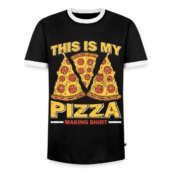Pizza Maker This Is My Pizza Making Shirt - Men's Ringer Shirt - black/white - Front - AI Model Female 172 light (172cm) & AI Model Male 178 light (178cm)