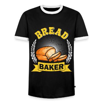 Confiseur Boulanger Boulanger Boulangerie Cuisson du pain - T-shirt contrasté Homme - noir/blanc - Devant - AI Model Female 172 light (172cm) & AI Model Male 178 light (178cm)