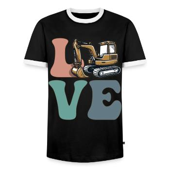 Excavator Operator Heavy Equipment Operator Construction - Men's Ringer Shirt - black/white - Front - AI Model Female 172 light (172cm) & AI Model Male 178 light (178cm)