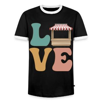 Marché aux puces Vente de garage Friperie - T-shirt contrasté Homme - noir/blanc - Devant - AI Model Female 172 light (172cm) & AI Model Male 178 light (178cm)