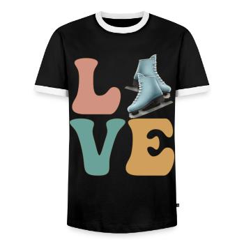 Figure Skating Ice Skating Ice Skater - Men's Ringer Shirt - black/white - Front - AI Model Female 172 light (172cm) & AI Model Male 178 light (178cm)