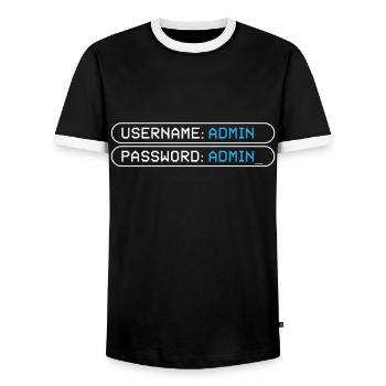 Username Admin Password Programmer - Men's Ringer Shirt - black/white - Front - AI Model Female 172 light (172cm) & AI Model Male 178 light (178cm)