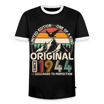 Original 1944 Vintage Anniversaire Rétro - T-shirt contrasté Homme - noir/blanc - Devant - AI Model Female 172 light (172cm) & AI Model Male 178 light (178cm)