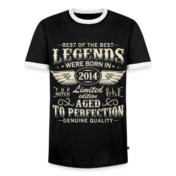 Vintage Legends Born 2014 Vintage Anniversaire - T-shirt contrasté Homme - noir/blanc - Devant - AI Model Female 172 light (172cm) & AI Model Male 178 light (178cm)