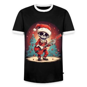 drôle père noël squelette père noël guitare électrique - T-shirt contrasté Homme - noir/blanc - Devant - AI Model Female 172 light (172cm) & AI Model Male 178 light (178cm)