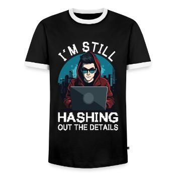 Cybersécurité Art Hacking Amateur Informatique Nerd - T-shirt contrasté Homme - noir/blanc - Devant - AI Model Female 172 light (172cm) & AI Model Male 178 light (178cm)