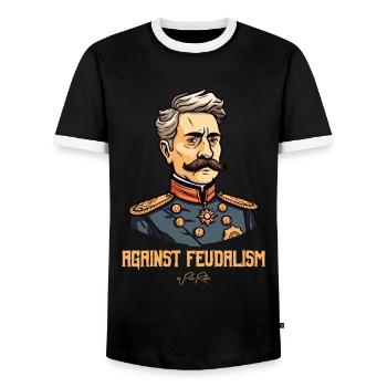Portrait d’aristocrate, contre la féodalité - T-shirt contrasté Homme - noir/blanc - Devant - AI Model Female 172 light (172cm) & AI Model Male 178 light (178cm)