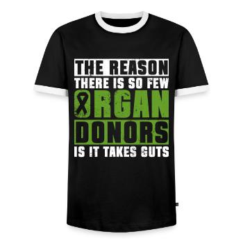Organ Donor Organ Transplant Organ Donation - Men's Ringer Shirt - black/white - Front - AI Model Female 172 light (172cm) & AI Model Male 178 light (178cm)