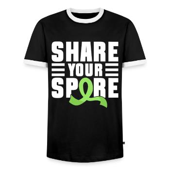 Organ Donor Organ Transplant Organ Donation - Men's Ringer Shirt - black/white - Front - AI Model Female 172 light (172cm) & AI Model Male 178 light (178cm)