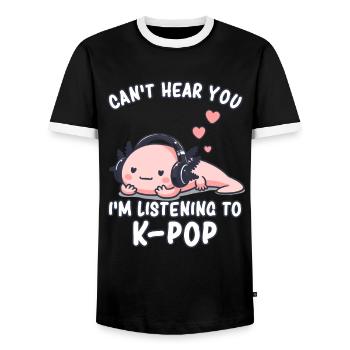 K-Pop KPop Musique Coréenne Axolotl - T-shirt contrasté Homme - noir/blanc - Devant - AI Model Female 172 light (172cm) & AI Model Male 178 light (178cm)
