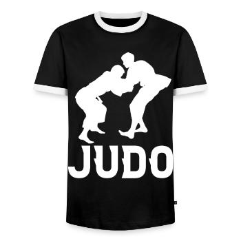 Judo - T-shirt contrasté Homme - noir/blanc - Devant - AI Model Female 172 light (172cm) & AI Model Male 178 light (178cm)
