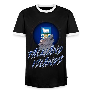 Falkland Islands - Men's Ringer Shirt - black/white - Front - AI Model Female 172 light (172cm) & AI Model Male 178 light (178cm)