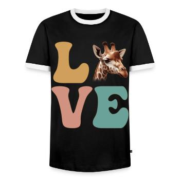 Giraffe Zoo Tierliebhaber Safari - Männer Kontrast-T-Shirt - Schwarz/Weiß - Vorne - AI Model Female 172 light (172cm) & AI Model Male 178 light (178cm)