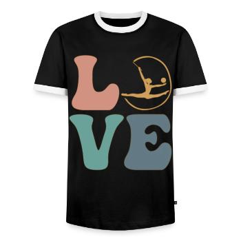 Turnerin Gymnastik Cheerleading - Männer Kontrast-T-Shirt - Schwarz/Weiß - Vorne - AI Model Female 172 light (172cm) & AI Model Male 178 light (178cm)