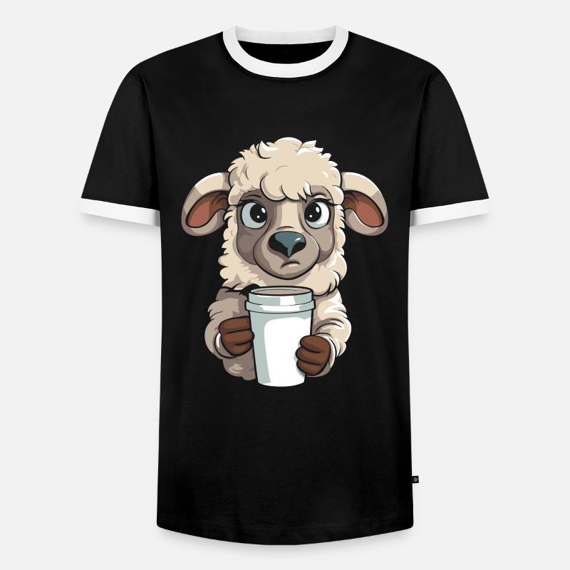 Schaf Kaffee - Männer Kontrast-T-Shirt - Schwarz/Weiß