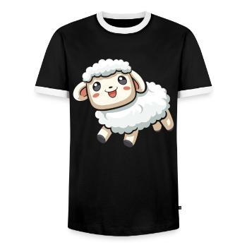 Sheep - Men's Ringer Shirt - black/white - Front - AI Model Female 172 light (172cm) & AI Model Male 178 light (178cm)