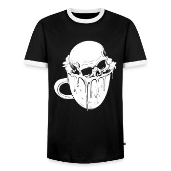 Coffee Cafe Skull - Men's Ringer Shirt - black/white - Front - AI Model Female 172 light (172cm) & AI Model Male 178 light (178cm)