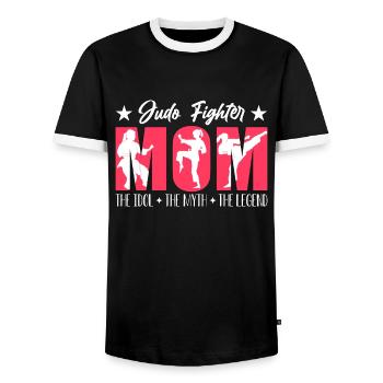 Judo Fighter Mom The Idol The Myth The Judoka - Men's Ringer Shirt - black/white - Front - AI Model Female 172 light (172cm) & AI Model Male 178 light (178cm)