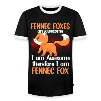 Fennec Fox Cute Fennec Foxes Fennec Animal - Men's Ringer Shirt - black/white - Front - AI Model Female 172 light (172cm) & AI Model Male 178 light (178cm)