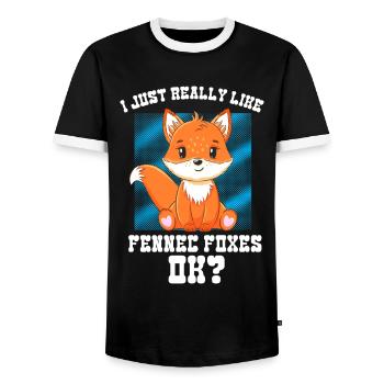 Fennec Fox Cute Fennec Foxes Fennec Animal - Men's Ringer Shirt - black/white - Front - AI Model Female 172 light (172cm) & AI Model Male 178 light (178cm)