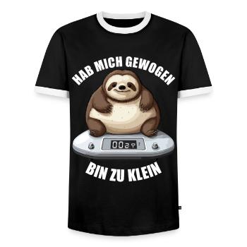 Hab mich gewogen bin zu klein Faultier - Männer Kontrast-T-Shirt - Schwarz/Weiß - Vorne - AI Model Female 172 light (172cm) & AI Model Male 178 light (178cm)