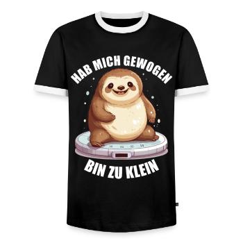 Hab mich gewogen bin zu klein Faultier - Männer Kontrast-T-Shirt - Schwarz/Weiß - Vorne - AI Model Female 172 light (172cm) & AI Model Male 178 light (178cm)