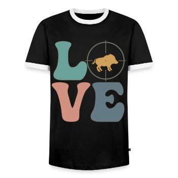 Hog Hunter Schweinejagd - Männer Kontrast-T-Shirt - Schwarz/Weiß - Vorne - AI Model Female 172 light (172cm) & AI Model Male 178 light (178cm)