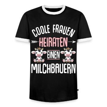 Landwirt Milchbauer Kuhbauer Colle Bäuerin - Männer Kontrast-T-Shirt - Schwarz/Weiß - Vorne - AI Model Female 172 light (172cm) & AI Model Male 178 light (178cm)