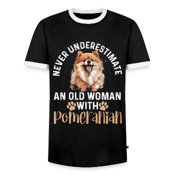 Pomeranian Pom Dog Pom-Pom Never Underestimate An - Männer Kontrast-T-Shirt - Schwarz/Weiß - Vorne - AI Model Female 172 light (172cm) & AI Model Male 178 light (178cm)