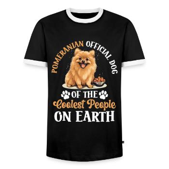Pomeranian Pom Dog Pom-Pom Official Dog - Männer Kontrast-T-Shirt - Schwarz/Weiß - Vorne - AI Model Female 172 light (172cm) & AI Model Male 178 light (178cm)