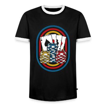 Poker - Männer Kontrast-T-Shirt - Schwarz/Weiß - Vorne - AI Model Female 172 light (172cm) & AI Model Male 178 light (178cm)