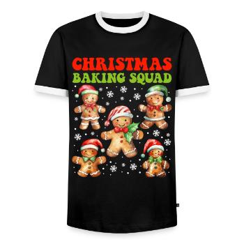 Backfans Christmas Baking Squad Lebkuchen - Männer Kontrast-T-Shirt - Schwarz/Weiß - Vorne - AI Model Female 172 light (172cm) & AI Model Male 178 light (178cm)