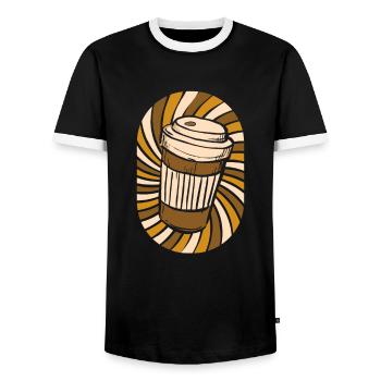 Coffee Cafe - Men's Ringer Shirt - black/white - Front - AI Model Female 172 light (172cm) & AI Model Male 178 light (178cm)